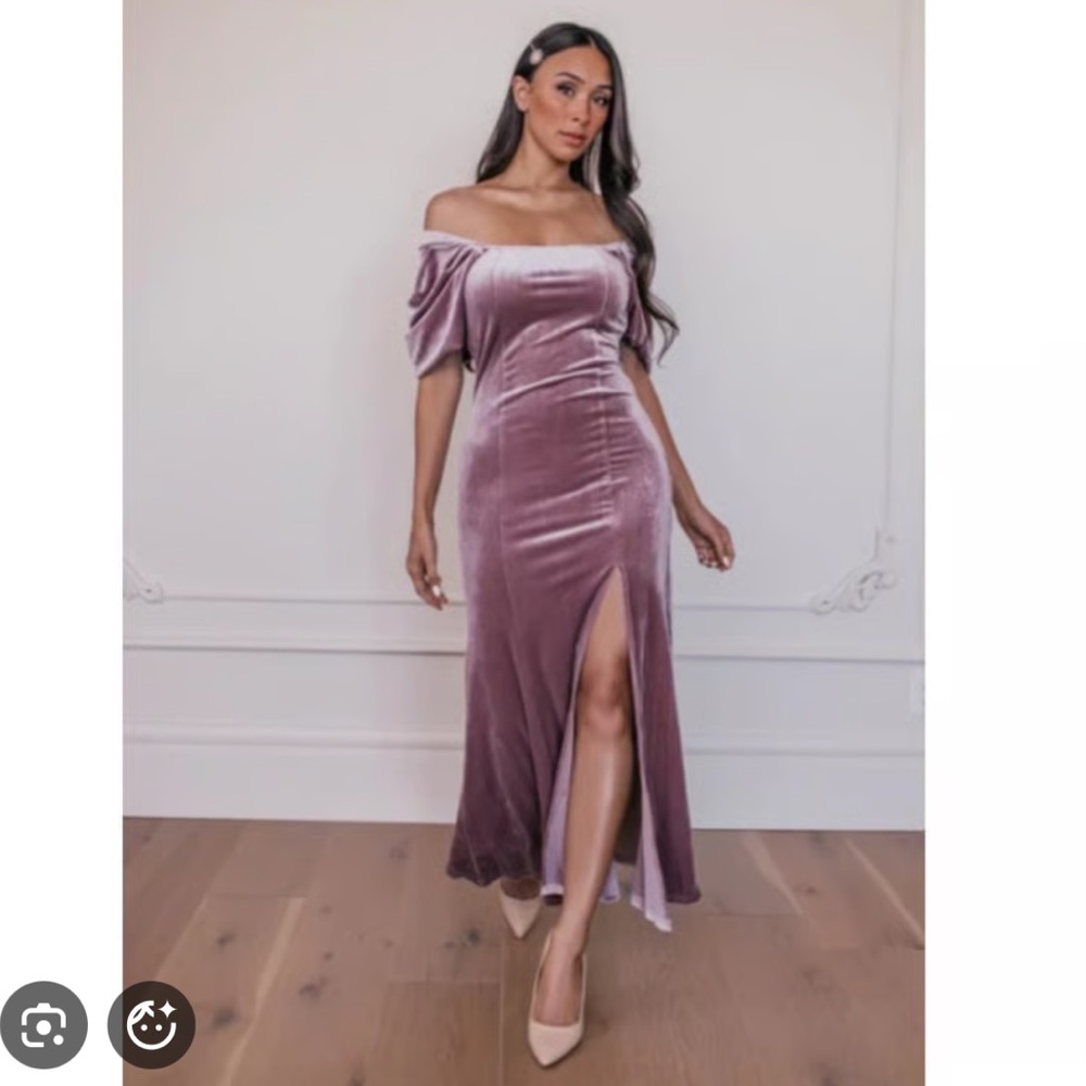 JessaKae Eloise Velvet Dress Dusty Mauve Pink XXS puffy sleeves Size 0